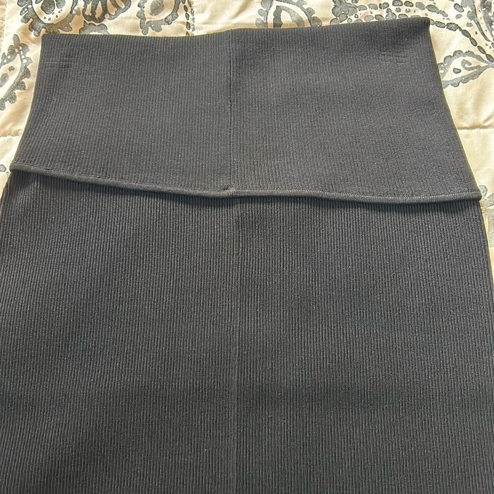 NWT Helmut Lang Asymmetrical‎ Folded Viscose Stretch Skirt Ribbed Black M